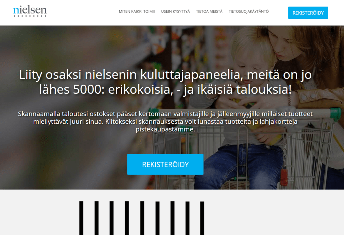 Nielsen kuluttajapaneeli FI kokemuksia tuotteiden skannaaminen